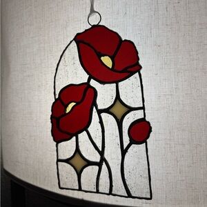 Red Floral Stained Glass Suncatcher